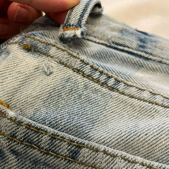 Re/done Straight Leg Jeans 70s Button Fly Recycled Denim Size 26 27x30.5 - Picture 8 of 12